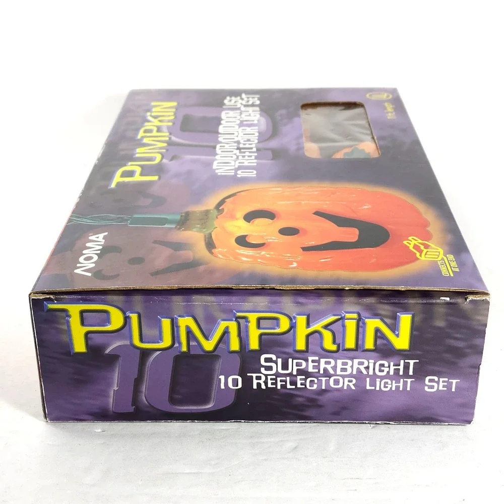 NOMA Halloween Blow Mold ~ Pumpkin String Lights‎ Set of 10 Works Jack O Lantern